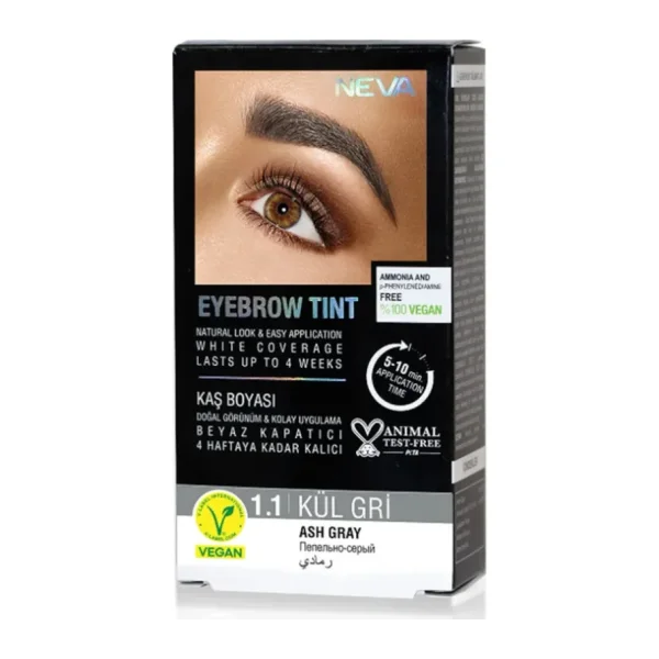 Neva Eyebrow Tınt Kaş Boyası 15ML (Vegan) 1.1 Küllü Gri