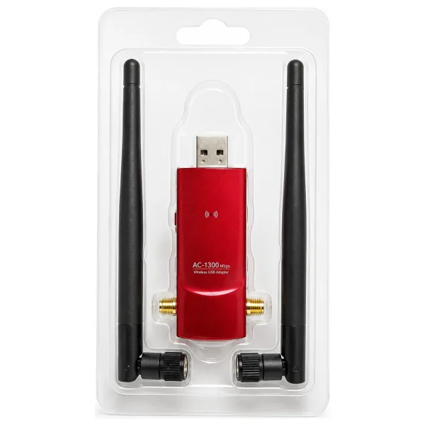 Onni AC1300 Dual Band USB WiFi Adaptör | 5GHz + 2.4GHz | USB 3.0 Kırmızı