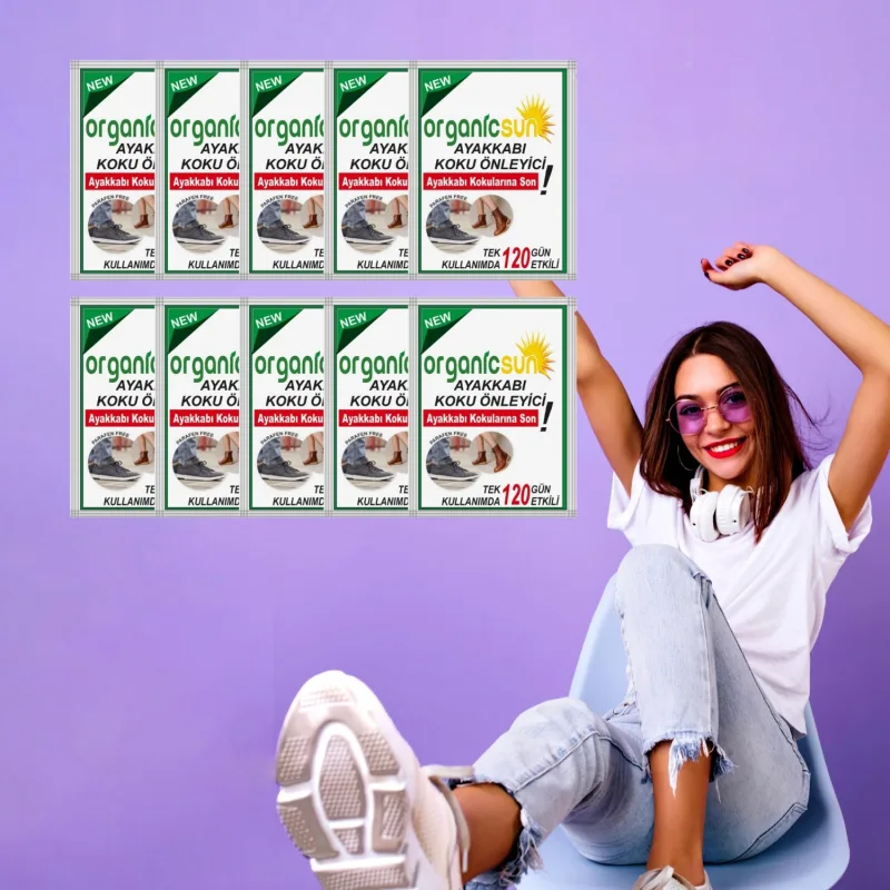 Organicsun 10'lu Paket Ayakkabı Koku Önleyici Giderici Toz 120 Gün Etkili Ayak Kokusu Tozu Giderici