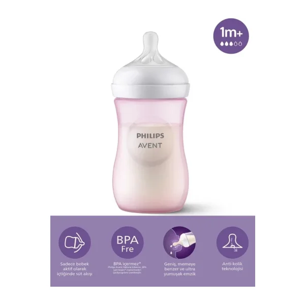 Philips Avent SCY903/11 Natural Response PP 260 ml Pembe Biberon
