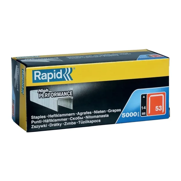 Rapid Zımba teli Tip 53, 14 mm zımba, 5.000 adet büyük paket, ahşap ve kumaşlar için ince tel kıskaçlar