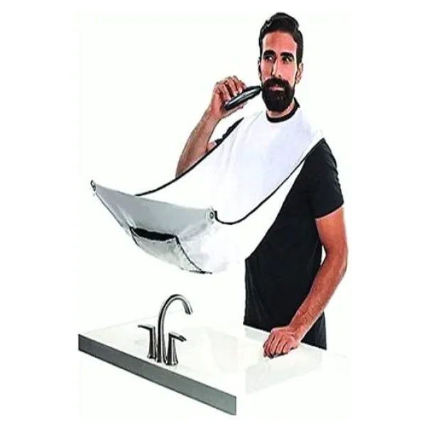 Sakal Traş Önlüğü, Standart EASYSO Sakal Kesme Örtüsü Berber/Kuaför Önlüğü Beyaz Tela Kumaş Çok Amaçlı Vantuzlu Pratik Kes & Temizle