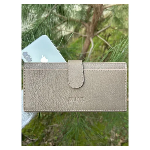 Sanlıne Hakiki Deri Telefon Bolmeli Kadin Cuzdan - El Portfoyu Vizon