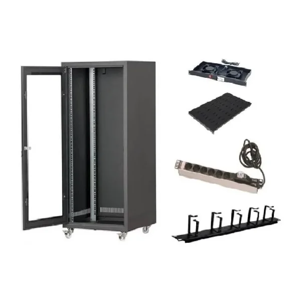 SETRACK 19'' 20U 600X600 RACK KABİNET+2LİFAN+SABİT RAF+GRUP PRİZ+KABLO ORGANİZER