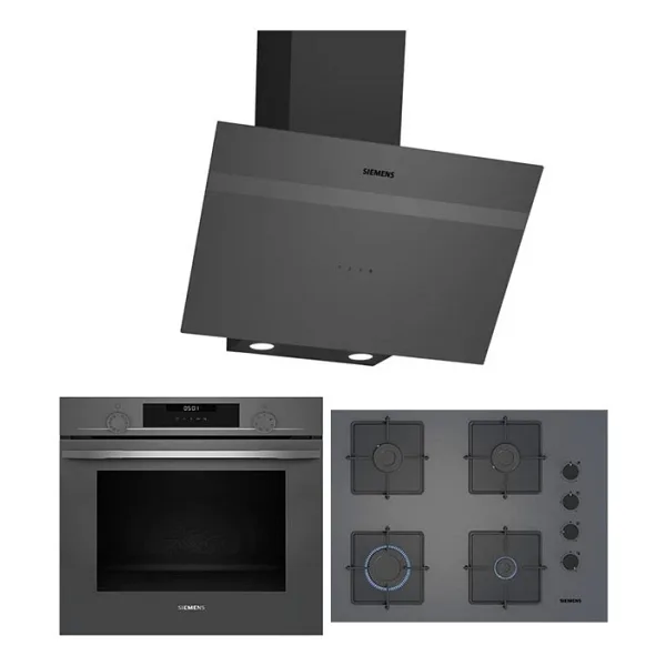 Siemens Yeni HU717ABN0T EO7C8PP300(67 CM) OCAK LC64KPJ70T GRİ ANKASTRE SET