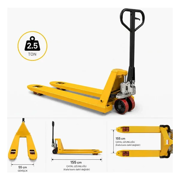Starline 2.5t Transpalet Döküm Kafalı Kırmızı&siyah Teker