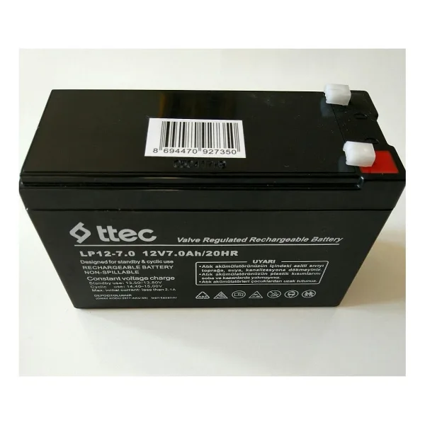 TTec Pi-Es Mustang Bakımsız Kuru Akü 12V 7Ah Uzun Ömürlü Düşük Deşarj