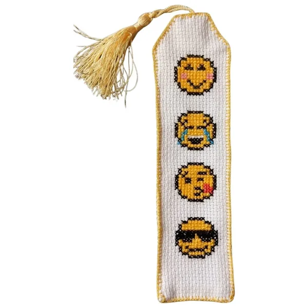 Uretti - Sibel 2453 6623 El Yapımı Eğlenceli Emoji Kanaviçe Kitap Ayracı