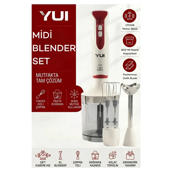 Yui M52 Chefmix Midiblender 1700 W Blender Seti