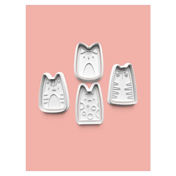 AKTASTORE Komik Kedi Figürleri Kurabiye Kalıbı Ve Şeker Hamuru Kalıbı 4'lü set