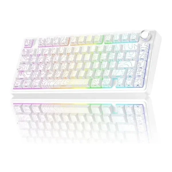 Aula F75 Mekanik RGB TKL Seiya Switch Kablosuz Makrolu Hot Swap Gaming Klavye Desenli Beyaz