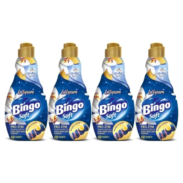 Bingo Soft Çamaşır Yumuşatıcı Konsantre 1440ML Lilyum (4 Lü Set)