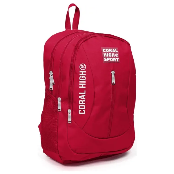 Coral High 23451 Sport Kırmızı Usb Şarjlı Kulaklık Çıkışlı 4 Bölmeli Okul Sırt Çantası