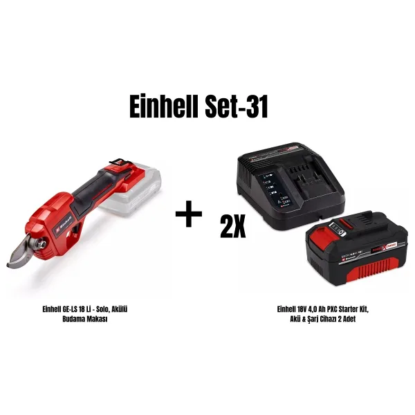 Einhell GE-LS 18 Li 28 mm Çift Akülü 4 Ah Ağaç Budama Makinesi