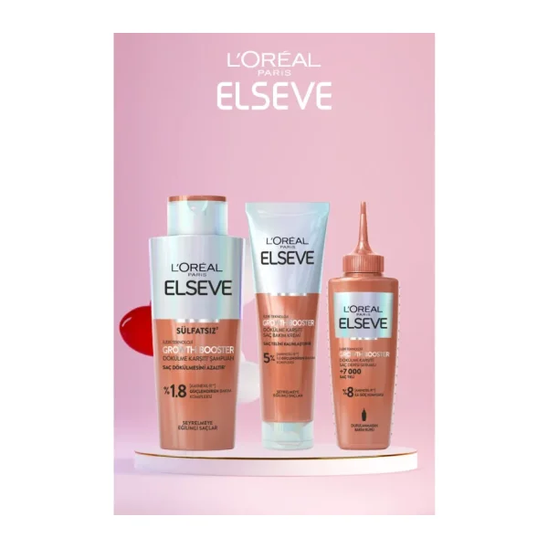 ELSEVE Growth Booster Dökülme Karşıtı Rutin: Şampuan & Saç Bakım Kremi & Saç Derisi Serumu