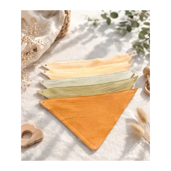 Enhitbaby 5 Adet Sıvı Geçirmez Müslin Fular Önlük Set, %100 Pamuk, Yıkanabilir