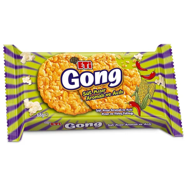 Eti Gong Süt Mısırlı ve Acılı Mısır ve Pirinç Patlağı 68 gr