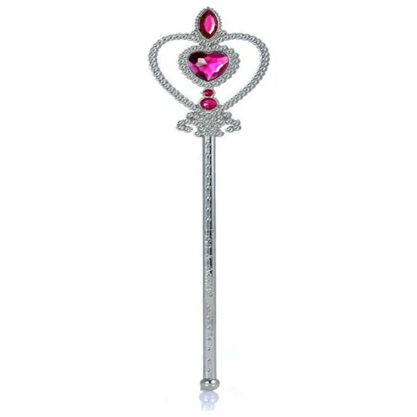 EveFix Fuşya Renk Kalp Işlemeli Taşlı Karlar Ülkesi Anna Elsa Asası 32 cm