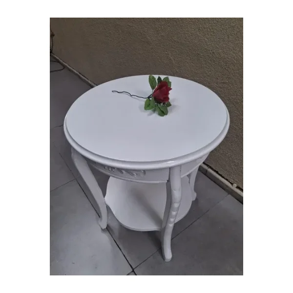 Fiskos 12461 Model Parlak Ahşap Kayın El Oyma Ayak Parlak Beyaz Mdf Tabla El Yapı