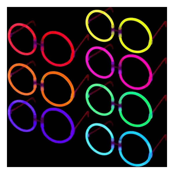 Glow Parti Gözlüğü Glow Partisi Yuvarlak Şekilli Fosforlu Gözlük 6 Adet