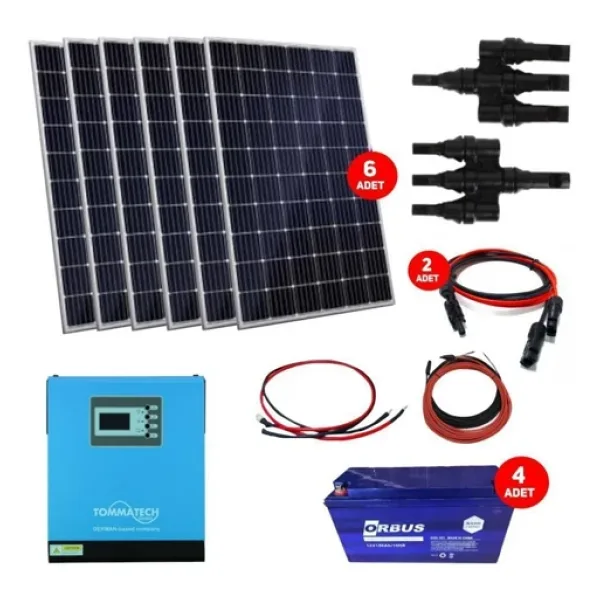 Güneş Enerjisi Bağ Evi Solar Paketi 5KVA İnverter 330W Güneş Paneli 150AH Jel Akü