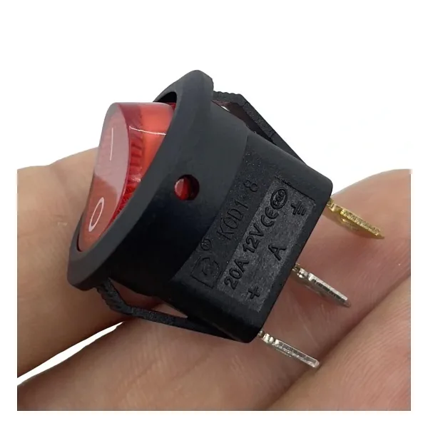 IC-131A Yuvarlak Işıklı Anahtar On-Off 12V 3P