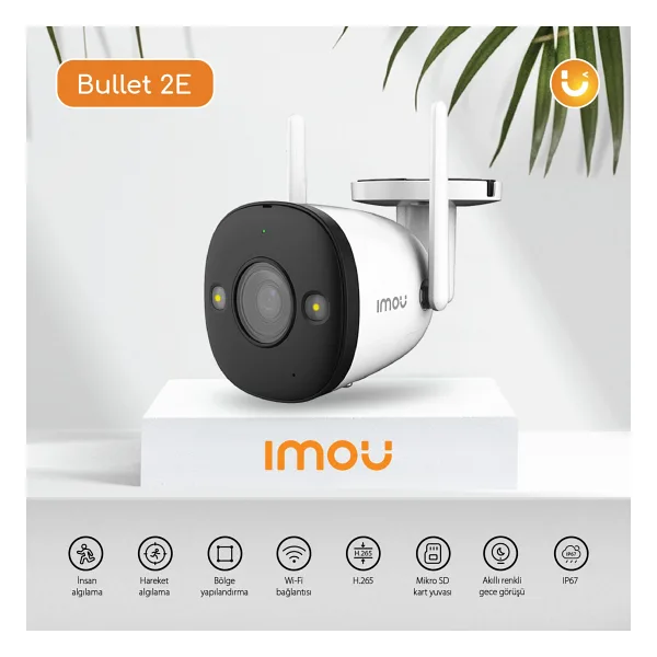 Imou 2E IPC-K3DP-3H0WF Bullet 3 MP 3.6mm Gece Görüşlü IP Wi-Fi Güvenlik Kamerası