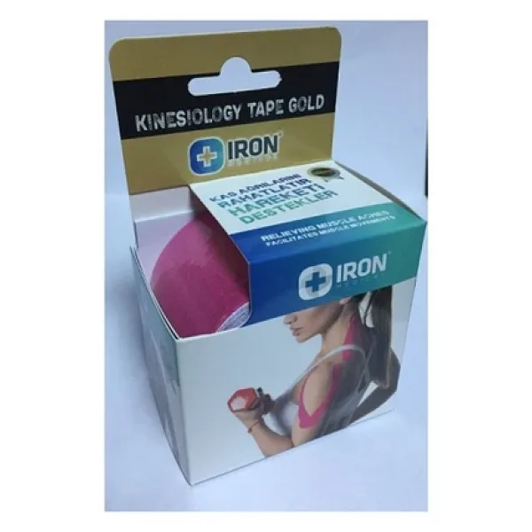 IRON Kinesiology Tape Gold 5cm X 5 M Ağrı Bandı Pembe