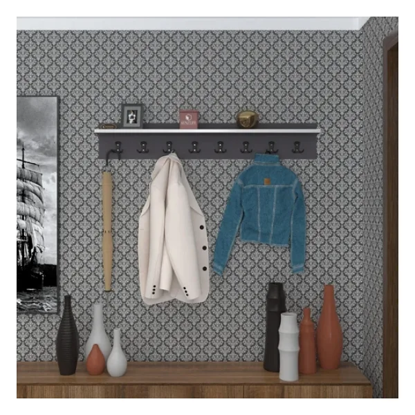 Kenzlife elbise askılığı askılık vettini100 gri 20x100x12 siyah 8 adet askı portmanto