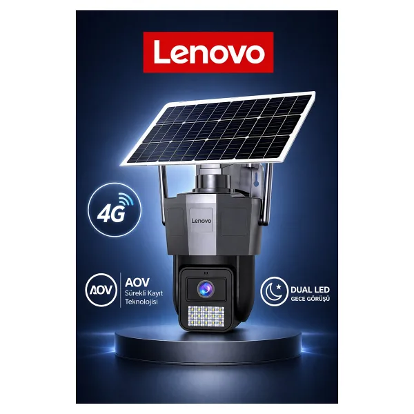 Lenovo Tek Kameralı 5mp Solar Panelli Sim Kartlı Gece Görüşlü Güvenlik Kamerası