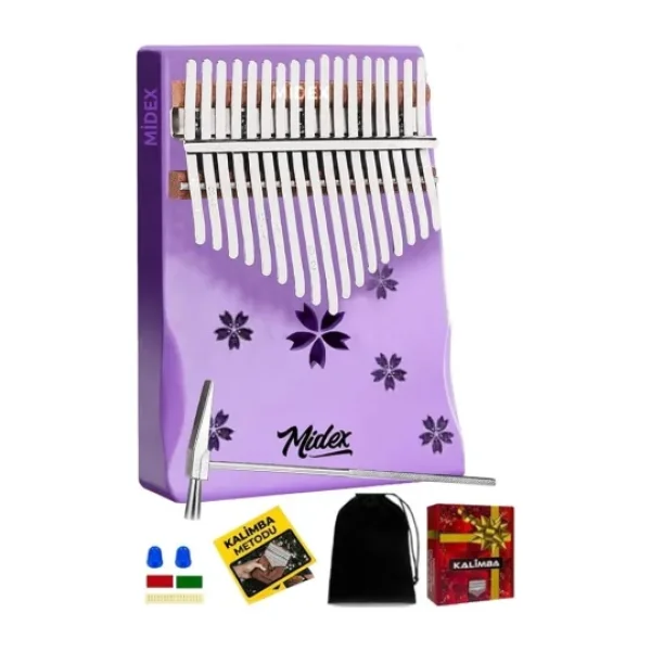 Midex KLX-870 Ahşap 17 Tuşlu Mor Kalimba Set