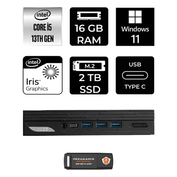 Msı Pro DP10 Intel Core I5 1340P 16GB 2tb SSD W11P Mini Pc & Per4 USB Bellek 13M002EUP364