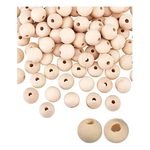 Naturel Ahşap Boncuk 6mm 100 lü 1 Paket Ham Boyanabilir Ahşap Yuvarlak Doğal Boncuklar Takı Tasarım Ektinlik Kreş Okul