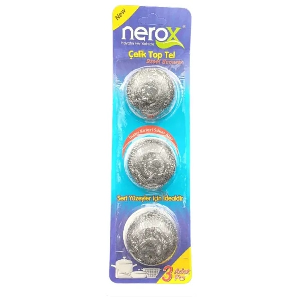 Nerox Çelik Top Tel Ovma Teli 3 Lü Blister Royaleks-Nrx-F3003
