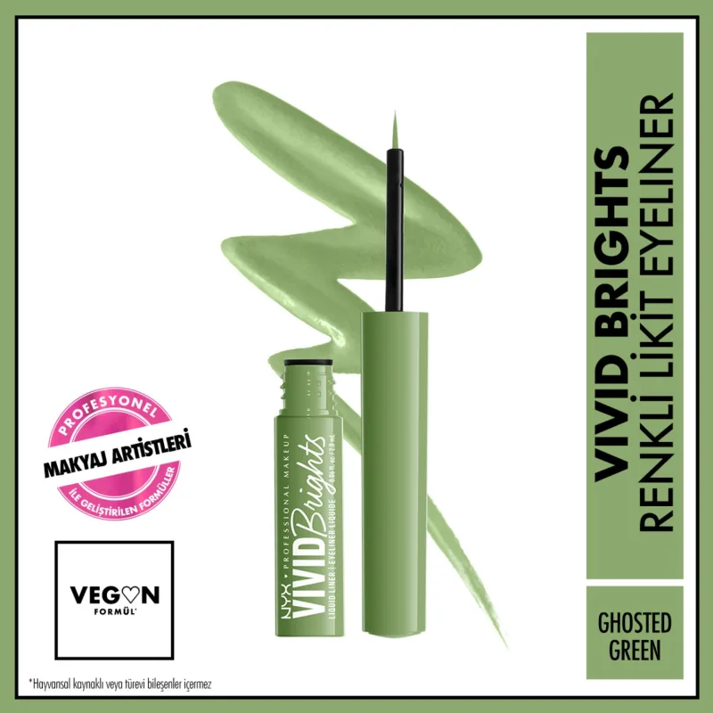 NYX Professional Makeup Vivid Brights Matte 02 Ghosted Green Likit Eyeliner