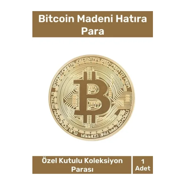 Özel Kutulu Hediyelik Kripto Hatıra Koleksiyon Bitcoin Madeni Para Altın Rengi 1 Adet
