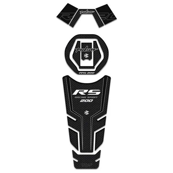Redline Grafik Bajaj Pulsar Rs 200 Siyah Karbon Tank Pad Set