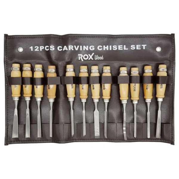 Rox Wood 15399086 12 Parça Ahşap Kutulu Oyma Iskarpela Seti