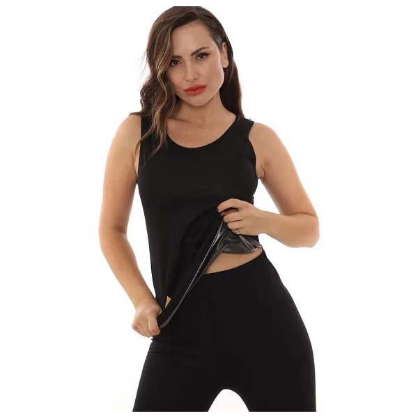SAUNA SUIT Unisex Terleten Zayıflatan Termal Takım Spor Kıyafeti Tayt Ve Atlet Takım (SİYAH, 3XL)