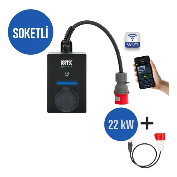 SGSTEC Flex 22kW Soketli Elektrikli Araç Şarj Cihazı