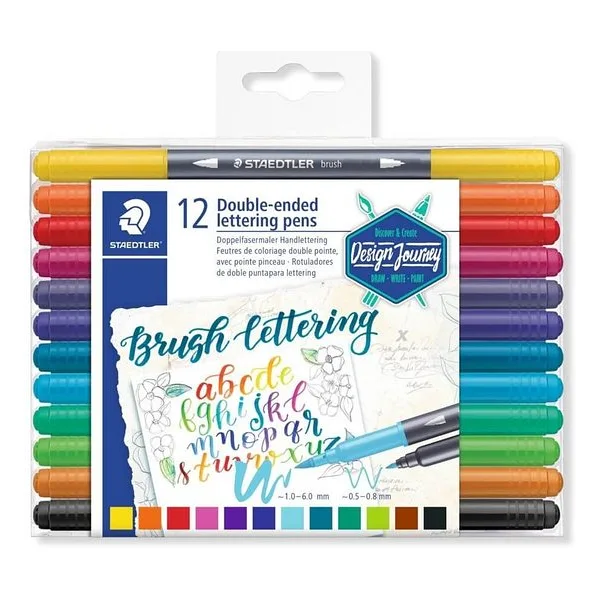 Staedtler Brush Lettering Çift Taraflı 12'li Fırça Uçlu Keçeli Kalem Seti