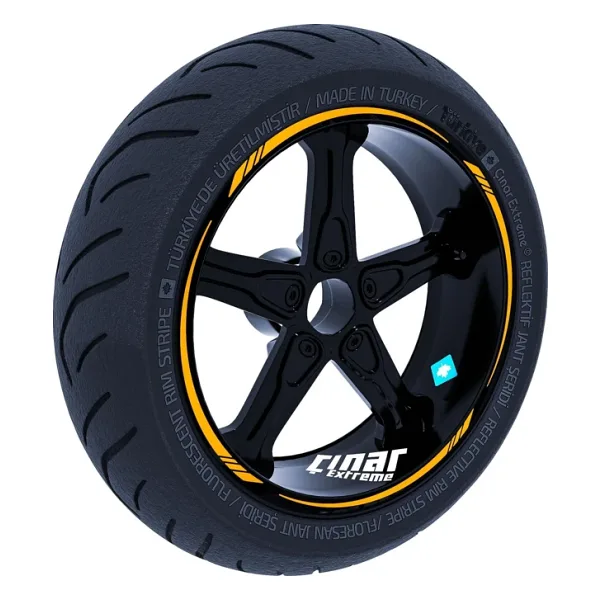 Taksi Sarısı 4 Parçalı Keskin Jant Şeridi Sticker Çınar Extreme