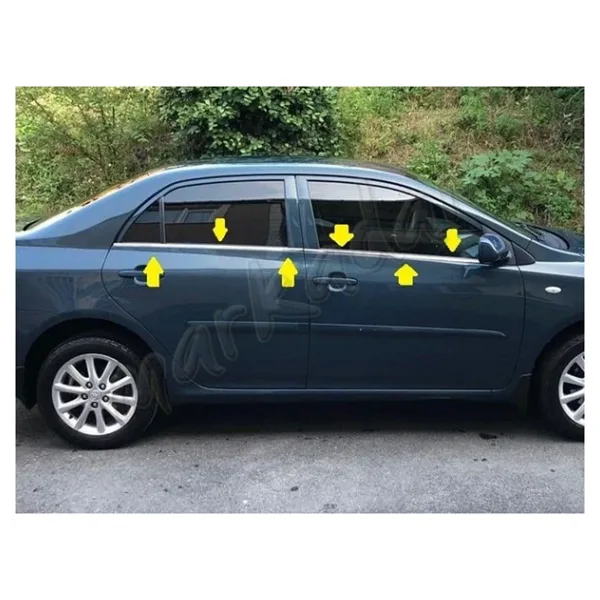 Toyota Corolla Krom Cam Çıtası 2007 - 2012 4 Parça Paslanmaz Çelik