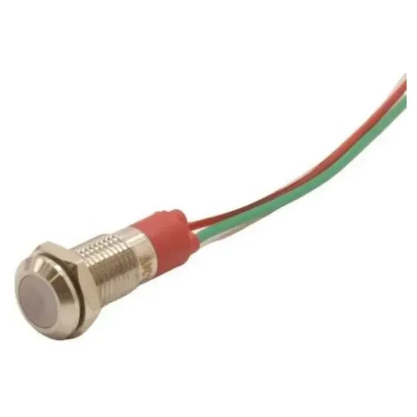 WD08L-P2/RG+ 8mm 12-24V Kablolu Metal Sinyal Lambası - 2 Renk Anot
