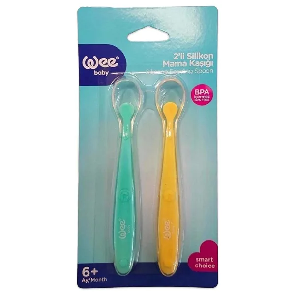 Wee Baby 354 2'li Silikon Mama Kaşığı Yeşil-Sarı