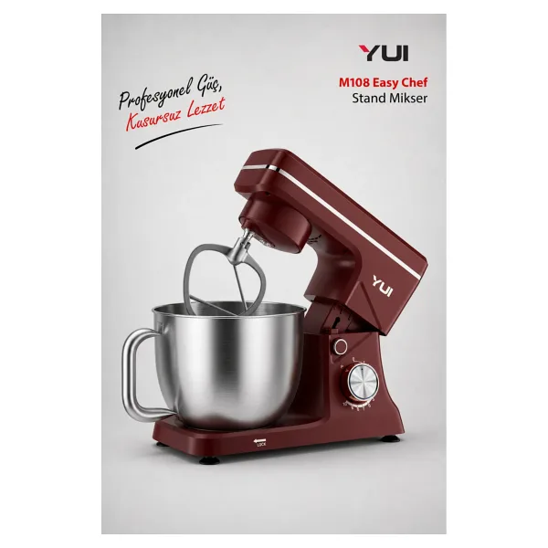 Yui M108 Easy Chef 1300 W 5 lt Bordo Stand Mikseri