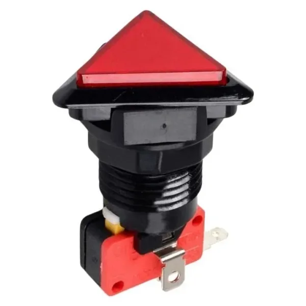 40mm 12V Üçgen Işıklı Oyun Makinesi Butonu - Kırmızı