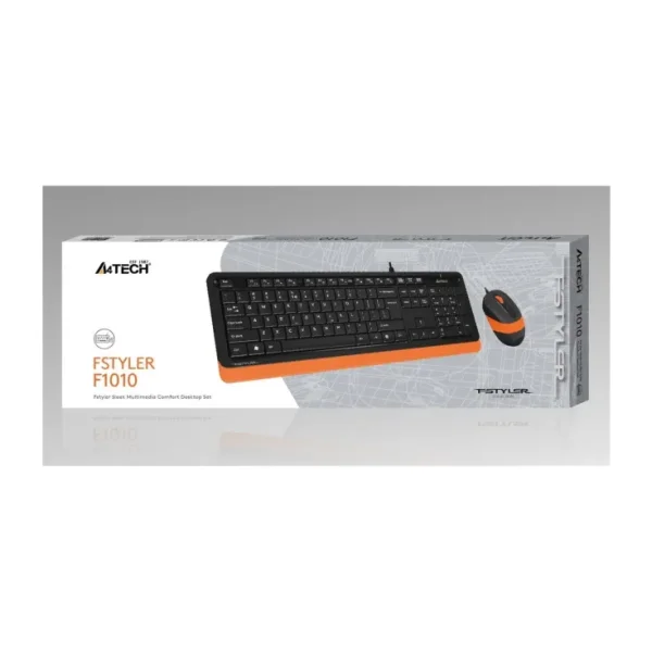 A4 Tech F1010 Siyah-Turuncu Kablolu Klavye Mouse Seti