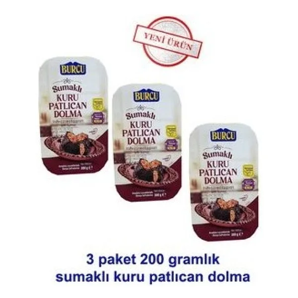 BURCU kuru patlıcan dolma 200 gramlık 3 adet