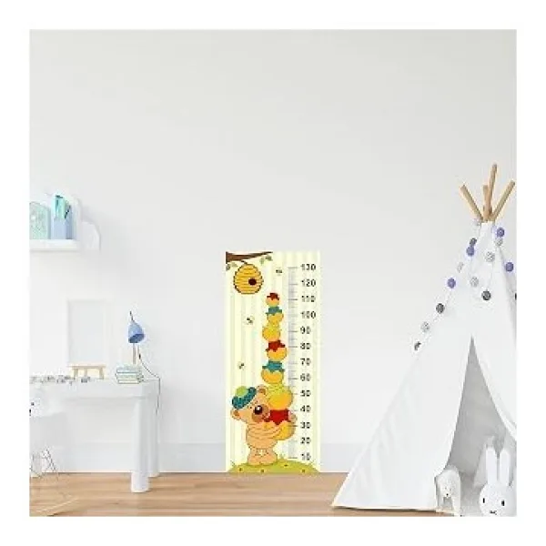 Çocuk Odası Bebek Odası Boy Ölçer Boy Cetveli Sticker Ayı Ve Bal